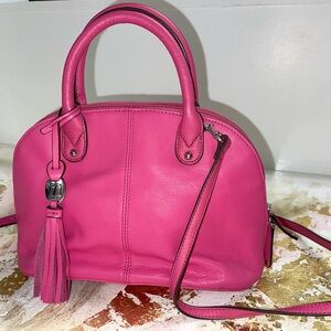Tignanello Pink Leather Dome Shaped Crossbody Handbag